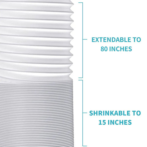 Close-up of 80 Inch Expandable AC Exhaust Hose With 5.9 Inch Diameter Anti Clockwise Thread For Portable Air Conditioners, showing extendability.