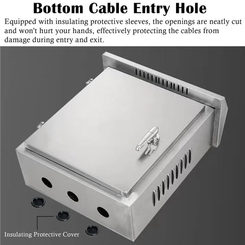 Heavy Duty 304 Stainless Steel Waterproof Electrical Box Enclosure for Street Lighting with bottom cable entry and protective cover
