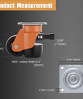 Hella Tough Height Adjustable Plate Casters Set Of Four With Solid Ratchet Handle And Silky Smooth Swivel Wheels 580 Pound Load Rating For Workshop Furniture Sets measurement details with dimensions.