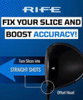 Offset Anti Slice Driver With 10.5 Degree Draw Bias 460cc Titanium Head USGA Approved Golf Club with offset hosel detail.