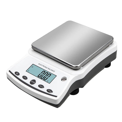 Top Notch 5000G Lab Scale With 0.01G Readability And Calibration Weights, Digital Analytical Balance silver-white design