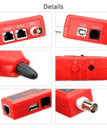 Detailed view of Professional Wall Detector Scanner And Network Cable Tester With Wire Tracking and Breakpoint Detection features and ports.