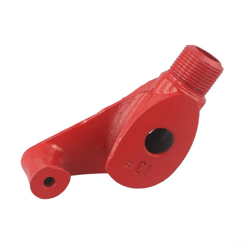 Heavy Duty Steel Manual Pipe Bender For Copper, Galvanized Iron And Wire Tubes, red metal part showcasing threaded end and holes.