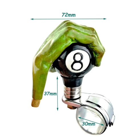 Heavy Duty Truck Steering Wheel Knob Hand Grip 8 Ball Quick Release Suicide Spinner, resin and metal alloy construction