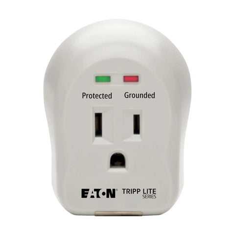 Single Outlet Surge Protector Power Strip With 600 Joule Rating Diagnostic LEDs Portable Direct Plug In Extender Travel Friendly Lifetime Warranty And Five Thousand Dollar Insurance