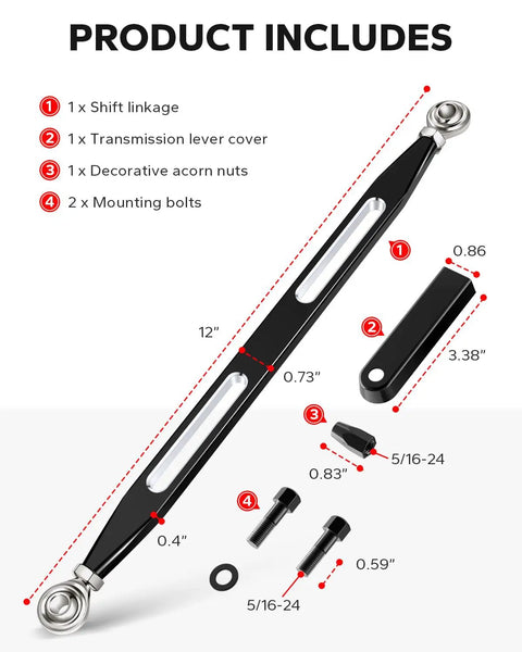 Black Shift Linkage Shifter For Harley Davidson Electra Glide Street Glide Tour Glide Trikes 1980 2023 Ride Ready Aftermarket Upgrade For Touring Softail Models, 12-inch black metal linkage kit with bolts and acorn nuts