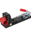 Top Shelf Heavy Duty Aluminum Pocket Hole Jig Kit With Rock Solid Frame For Precision Woodworking Drilling and Slick DIY Furniture Assembly In Any Home Workshop Or Garage Crew Setup, close-up view.
