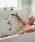 Tough As Nails Heavy Duty 16 Inch Angled Shower Grab Bars 2 Pack installed in a bathtub for safety and support.