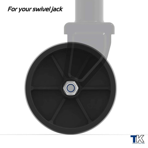Front view of 6 Inch Boat Trailer Jack Wheel Replacement, 1200 Lbs Load Capacity, 2 Inch Wide Wheel With Five Eighths Inch Bore