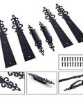 Metal Garage Door Decorative Hardware Hinges Carriage House Accents Screw Mounted 6 Piece Set Black Braided Style