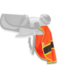 Solid Knitted Neck Shade For Forestry Safety Helmets With 3M Reflective Patch and Super Airy Polyester Fabric to Keep You Chill all shift long while blocking hot sun and falling debris during outdoor work runs, shown attached to a hard hat.