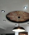 Thin Round LED recessed spot lights in a decorative ceiling with a pendant light. DJVHSRI Recessed Lighting Housing Trim Kits Adjustable Angle Ceiling Downlight.