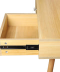 Side view of a wood desk with 18 Inch Full Extension Ball Bearing Drawer Slides 2 Pack Heavy Duty Side Mount Cabinet Rails Black