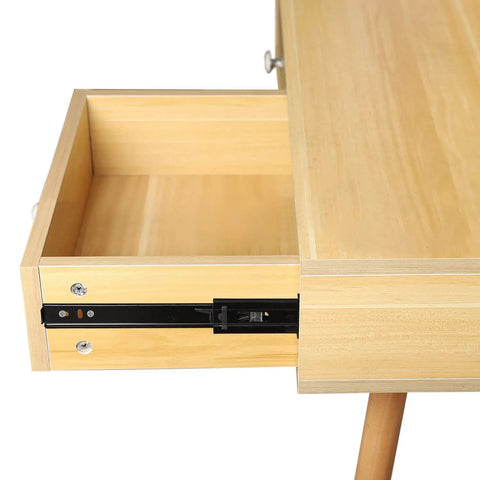 Side view of a wood desk with 18 Inch Full Extension Ball Bearing Drawer Slides 2 Pack Heavy Duty Side Mount Cabinet Rails Black