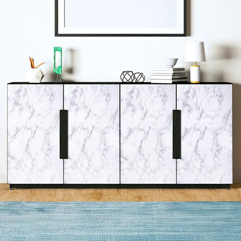 White Marble Peel And Stick Contact Paper Self Adhesive Wallpaper For Furniture Desks Countertops Cabinets And Shelves Removable And Easy To Clean Thick PVC Surface For DIY Projects covering a cabinet