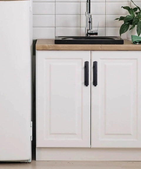2 Pack Self Adhesive Cabinet Handles Matte Black No Drill Drawer Pulls Stick On Handles for cabinets, easy peel and stick install