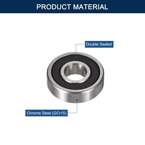 Front view of HiPicco 604-2RS deep groove ball bearing, 4x12x4 mm, chrome steel GCr15, double rubber sealed