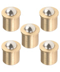 5 Pack Hella Sturdy Brass Ball Plungers Heavy Duty Cabinet Door Pull Buttons No Sweat Drawer Catch Latches with polished brass finish.