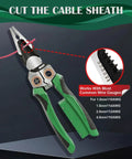8 In 1 Wire Stripper With Voltage Tester And Multi Function Electric Pliers For Pros And DIYers, green tool cutting cable