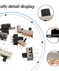 SPDT Micro Slide Switch Kit 1P2T 3 Pin Mini Toggle Switches For DIY Panel Mounting 2 Position On Off with SS12F15 components