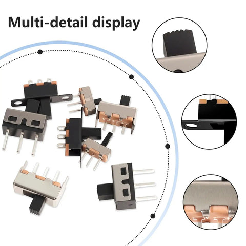 SPDT Micro Slide Switch Kit 1P2T 3 Pin Mini Toggle Switches For DIY Panel Mounting 2 Position On Off with SS12F15 components
