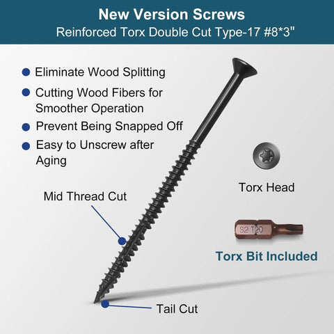 Reinforced Torx screw with mid thread cut for Oil Rubbed Bronze Door Strike Plate With Reinforced Torx Screws And Bit For Exterior And Interior Doors
