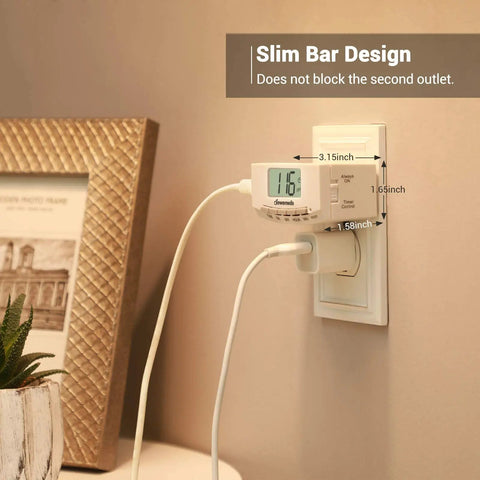 Two Pack 24 Hour Timer Outlet for Indoor Lights and Appliances, 125V 15A 1000W, Polarized Left Outlet Always On, Right Side Timer Control, Daily Repeat Programming, UL Listed, Great for Lamps, Heaters, Fans, Aquariums