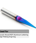 Fifteen Degree V Groove Engraving Router Bit Pro Grade With Five Thousandths Inch Tip And One Quarter Inch Shank Nano Blue Coat Solid Carbide For Signmaking And Fine Lettering Great For Carving Wood Aluminum Plastic And Solid Surface