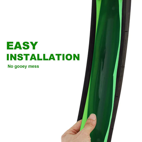 Hand holding Two Pack TPU Tire Liner Puncture Proof Inner Tube Protector For Electric Bikes Mountain And Road Tires Green And Dark Green
