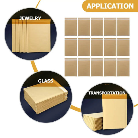 Self Sealing Kraft Bubble Mailers 16x22cm Padded Shipping Bags 25 Pack for Mailing and Shipping, multiple uses application