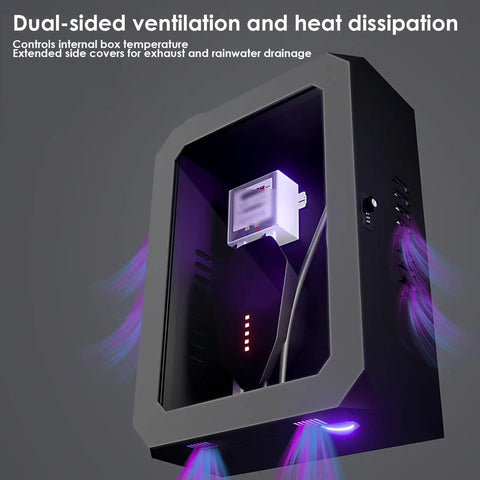 Premium EV Charger Cover Outdoor Lock Box With Tempered Viewing Panel And Ventilated Side Doors To Shield Your Rig From Elements Plus Plug N Play Ready For Standard Home Stations 20X10X35 with dual-sided ventilation and heat dissipation