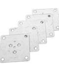 Rock Solid 25 Pack Furniture Leg Mounting Plates, zinc plated steel, square shape, used for stabilizing furniture legs.