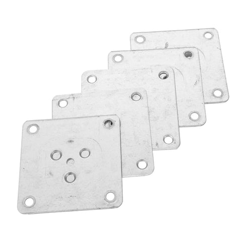Rock Solid 25 Pack Furniture Leg Mounting Plates, zinc plated steel, square shape, used for stabilizing furniture legs.