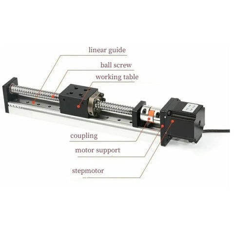 High Precision CNC Linear Motion Rail Set With Electric Guide Rail Cross Actuator System Including Stepper Motor And Ball Screw Motion Module, bearing steel
