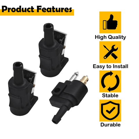 Three Piece 8mm Fuel Line Connector Set For Yamaha Outboard Motors with Female And Male Fittings For Five Sixteenths Inch Fuel Hose