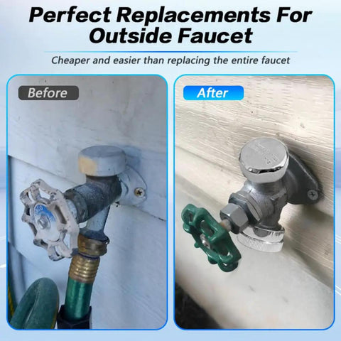 Before and after of a Vacuum Breaker Replacement Kit With Anti Siphon Valve, ASSE 1019 A Certified Repair Kit for outdoor faucets