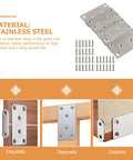 Image showing sturdy stainless steel corner brace plates set with fixing screws, corrosion resistant, easy install for repairs.