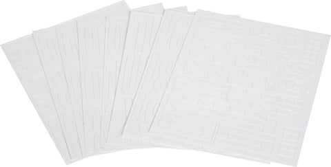 Self-Adhesive Die-Cut Letters And Numbers Kit In White, 2 Inch, vinyl sheets for DIY signage, home and office use.
