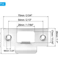 Sturdy Stainless Steel Door Strike Plate 2-3/4 Inch T Strike Backplate For Interior And Exterior Doors 2 Pack Silver 70 X 40 mm With 28 X 17 mm Hole Size Rust Resistant And Durable with measurements