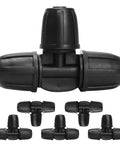 Six Pack Five Sixteenth Inch Drip Irrigation Tee Connectors Barbed Lock Fittings for Five Sixteenth Inch Tubing No Leak Three Way Coupler