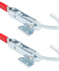 Two Pack J Hook Toggle Clamp Set, Heavy Duty Toggle Latch Clamp With Adjustable 375 LB Capacity, Pull Draw Quick Latch, red handle