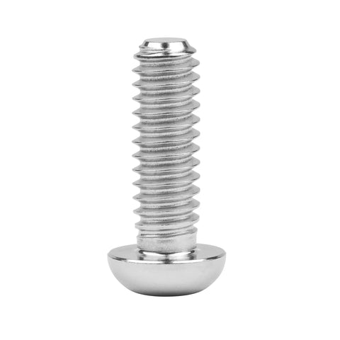 Front view of Titanium Button Head Socket Cap Screw 1/4-20 Grade 5 Ti 6Al 4V, fully threaded, silver finish, Allen hex drive