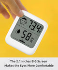 All In One Digital Thermometer And Hygrometer With Comfort Face Display For Home Health White No Fuss Unit With Stand Or Wall Hanging Magnetic Back Easy Read Temperature And Humidity Ideal For Infectious Disease And Heat Stroke Prevention, 2.1-inch screen
