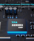 Close-up of Texas Instruments TPA3255D2 chip on circuit board for M03 200 Watt Subwoofer Amplifier With TPA3255 For Home Theater