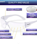 12 Pack Clear Anti Fog Safety Glasses with Wraparound Lenses, ANSI Z87.1 Impact Resistant Eye Protection for Work, Lab, and Construction