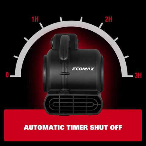Pro Grade 950 CFM Air Mover with 3 Speed Settings and Built In Timing Function, front view with automatic timer dial