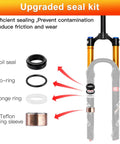 Upgraded seal kit for Air Suspension Front Fork For MTB 26 27.5 29 Inch With Upgraded 34mm Stanchions, gold