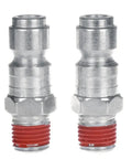Top Shelf Zinc Plated Steel Air Plug Set 3/8 Inch Core 1/4 Inch Mnpt Male Thread two zinc steel air plugs for quick tool swaps.