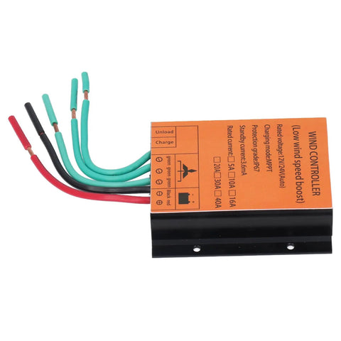 Top Shelf Wind Turbine Controller For 12 Volt And 24 Volt Systems Handles 300 Watts To 1000 Watts with colored wiring connections.