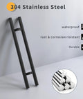 Offset Push Pull Door Handle 1200mm 48 Inches Double Sided Ladder Style 304 Stainless Steel Matte Black Finish, double-sided view